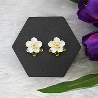 Artificial White Floral Studded Earrings