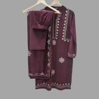 Women Warm Velvet Winter Salwar Suit With Dupatta Set