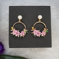 Elegant Gold-Plated With Flowers Design Earrings