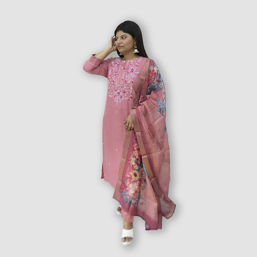 Women's Light Printed Dupatta Kurti Set