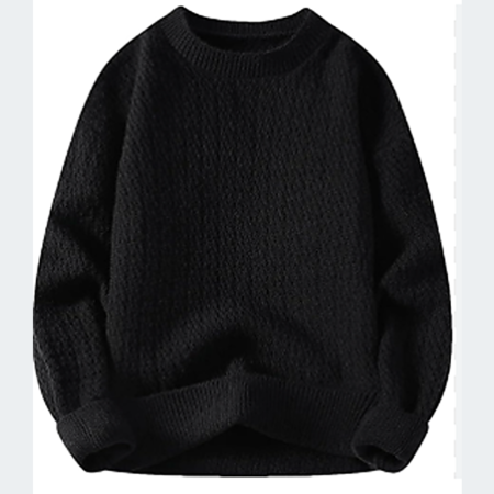 Men's Classy Ribbed Solid Black Sweater