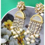 long pearl earrings gold