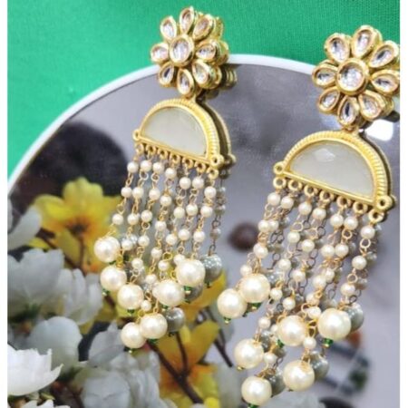 long pearl earrings gold
