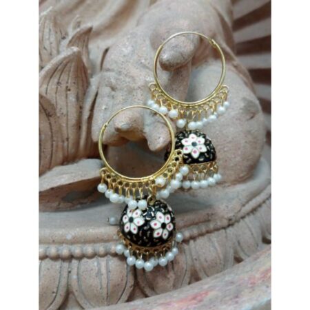 jhumkas with pearl hangings