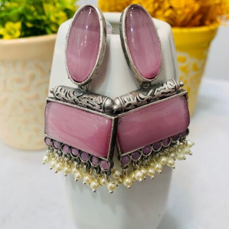 Mauve Color Stone Kundan Earring