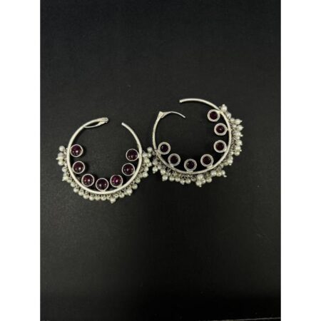 Handmade Silver Pink Stone Earring