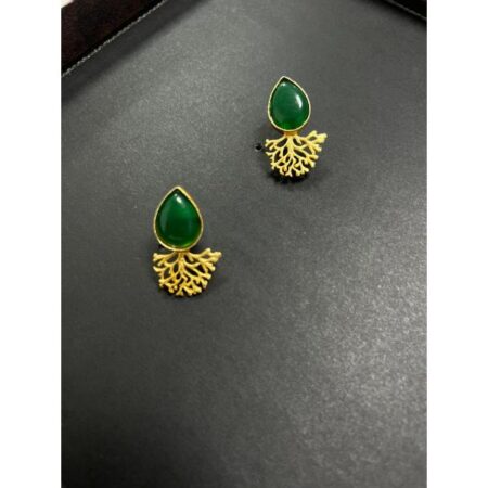Green Brass Drop Earring